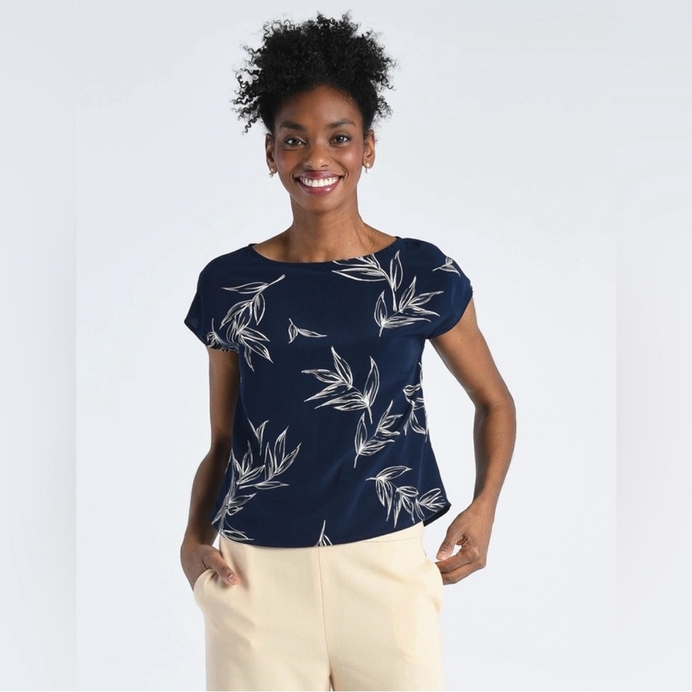 OF MERCER Blue Fitted Flutter Sleeve Blouse NWT - M